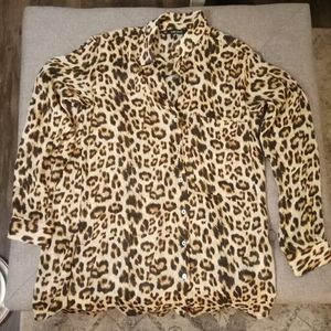 Zara tan leopard print blouse